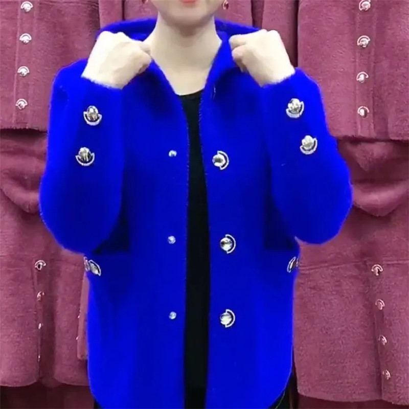 Wool Coat Peacoat - Nuevo abrigo de terciopelo de visón