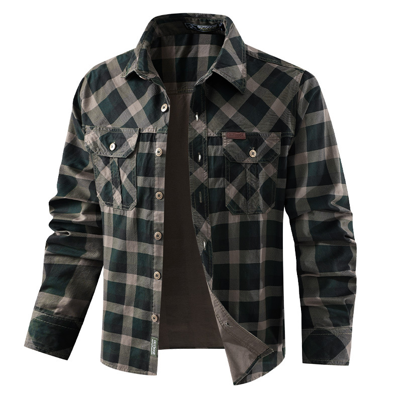 Flannel Shirt Lined - Camisas informales a cuadros para hombre,