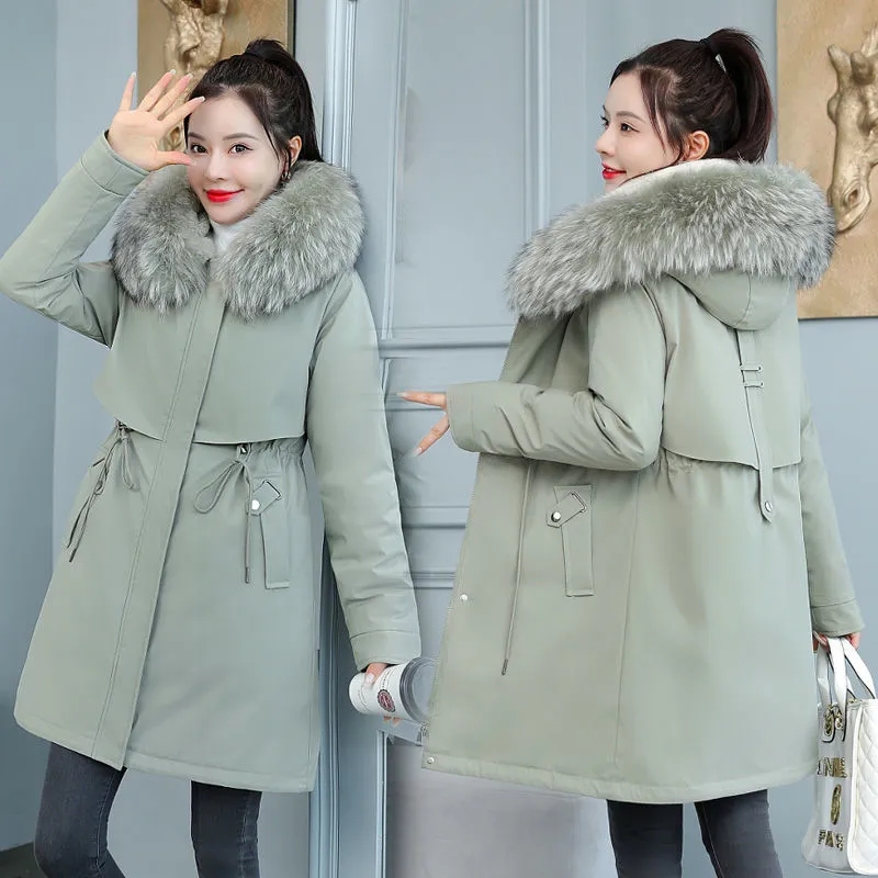 Wool Coat Peacoat - Parkas gruesas con capucha para mujer,
